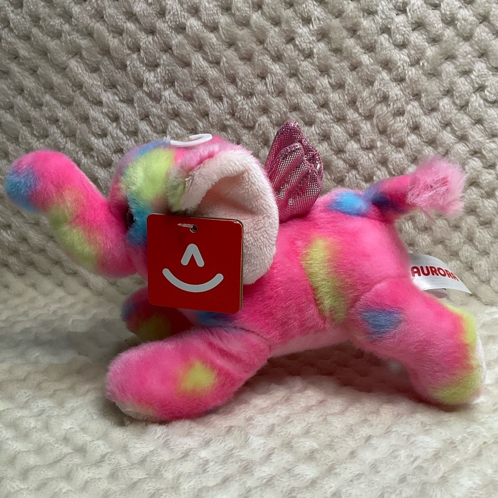 Aurora Plush Candy Apple Multi Colour Elephant Stuffed Animal Wings W Tags #3